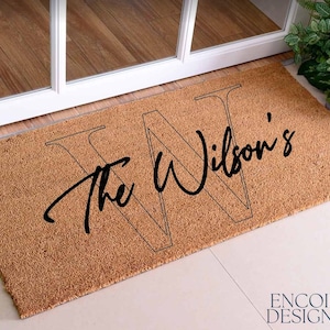 Housewarming Gift / Family Name Doormat / Personalized Doormat / Closing Gift / Custom Family Welcome Mat / Wedding Gift / Personalized Gift