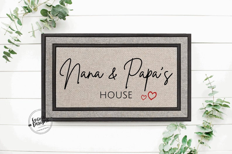 Nana and Papas House Custom Welcome Mat Cheerful Gift Personalized Doormat Housewarming Gift Grandma and Grandpa Gift Grandparent image 1