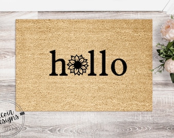 Sunflower Hello Welcome | Funny Doormat | Welcome Mat | Housewarming Gift | Funny Gift | New Home | Closing Gift  | Spring Seasonal Decor