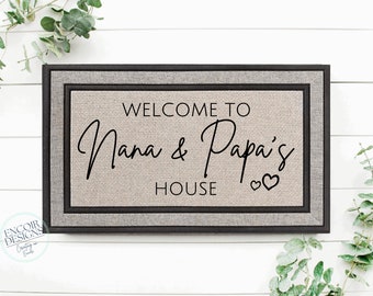 Welcome to Nana and Papa House | Custom Welcome Mat | Cheerful Gift | Personalized Doormat | Housewarming Gift | Grandma and Grandpa Gift|