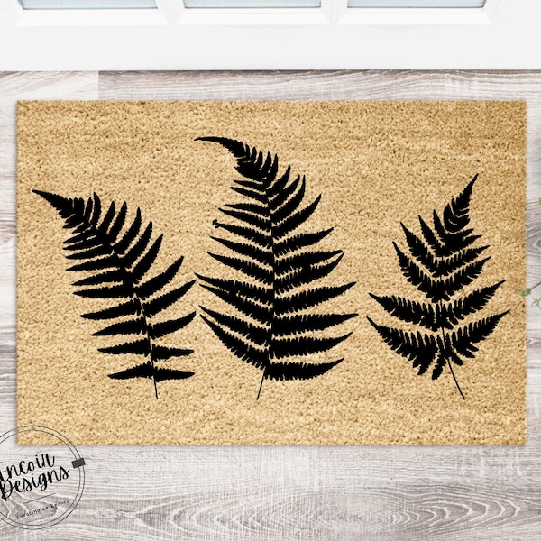 Modern Fern Leaves Welcome Mat | Durable Eco-Friendly Doormat | High Quality Mat | Housewarming Gift | Sustainable All Natural Home Decor