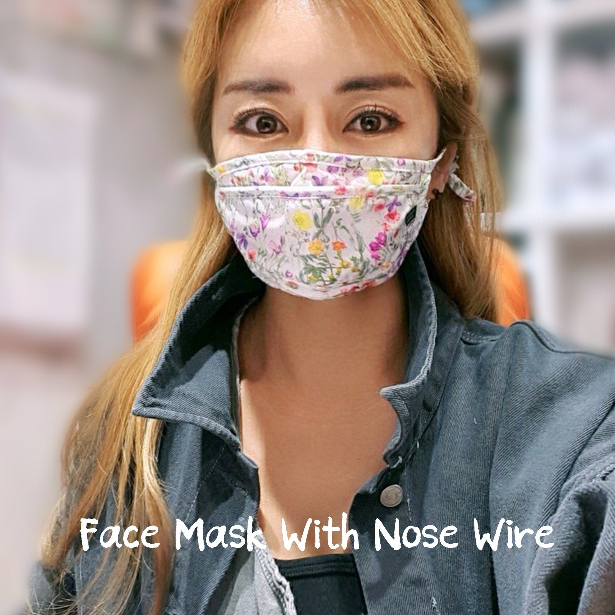 Floral Fabric Mask/ Three-Layered Face Mask/ Cotton Face Mask/ Cloth …