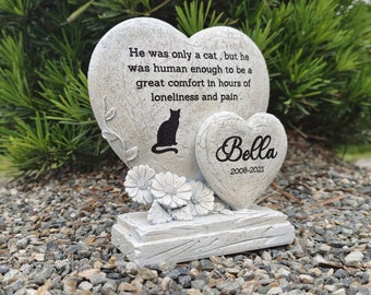 Pet Memorial Stones for Loss of Pet Gifts, Double Heart Plaque Pet Memorial Gifts, Pet Grave Markers for Dog or Cat Memorial Gifts