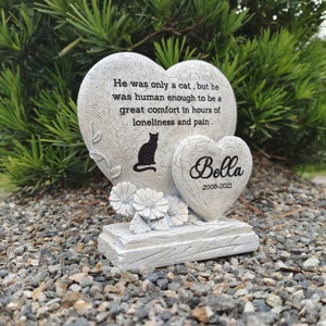 Pet Memorial Stones for Loss of Pet Gifts, Double Heart Plaque Pet Memorial Gifts, Pet Grave Markers for Dog or Cat Memorial Gifts