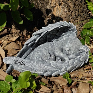 Personalized Pet Memorial Resin Stones Sleeping Cat in Angel Wing, Cat Memory Garden Decor Gifts, Loss Pet Cat, Lost Cat memorial maker
