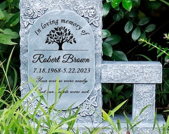 Human Memorial Garden Stone , Bench Memorial Stone, Bench Grave Marker, Grave Decorations for Cemetery, Sympathy Gifts for Loss Loved One