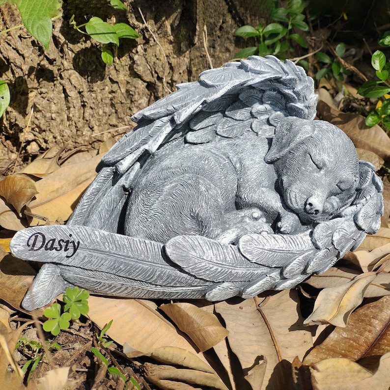 Personalized Dog Memorial Stone Dog Memorial Statue Engraved Etsy