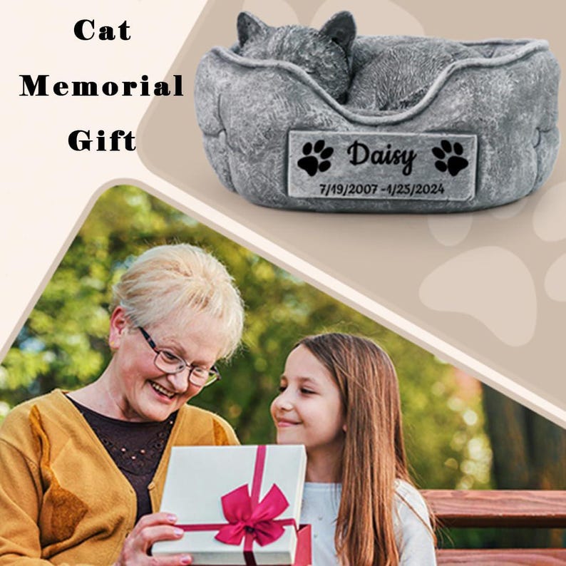 Personalized Cat Memorial Stone Statue Cat Garden Statue Pet Loss Gifts ...