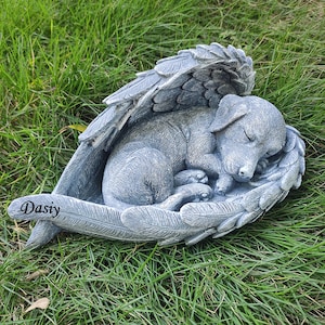 Personalized Dog Memorial Stone, Dog Memorial Statue Engraved with Pet Name, for Dog Memorial Gifts and Pet Loss Gifts