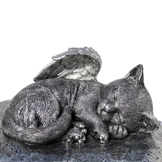 Urne de chat personnalisée, ange chat dormant sur loreiller crémation Urne  statue commémorative pour animaux de compagnie gravée avec le nom et la  date de votre animal de compagnie -  France