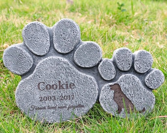 Personalized Paw Prints Pet Memorial Stone, Pet Memorial Garden Headstone, Dog Stepping Stones, Pet Grave Marker, Pet Garden Tombstone