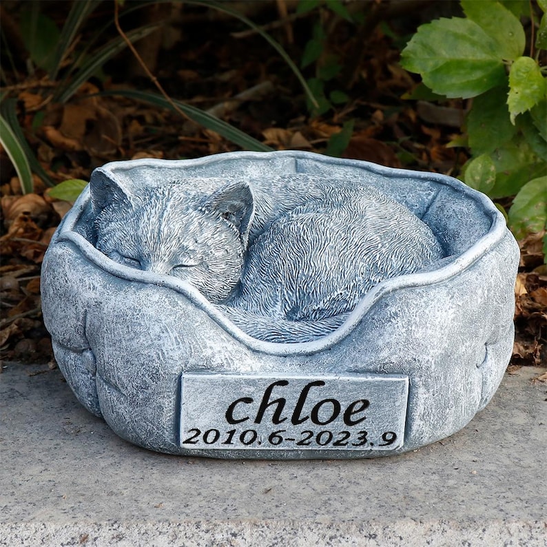 Personalized Cat Memorial Stone Statue Cat Garden Statue Pet Loss Gifts ...