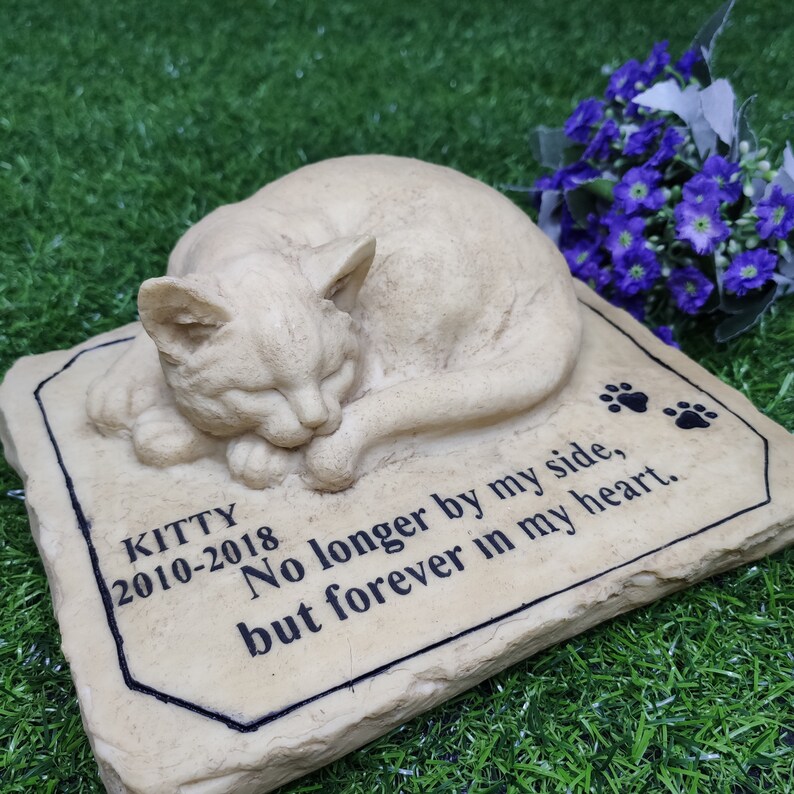 Personalized Pet Memorial Stones With Sleeping Cat Stone | Etsy