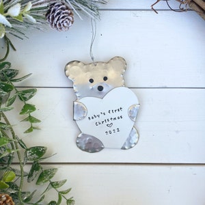 Personalized Baby's First Christmas 2022 Tin Bear Ornament