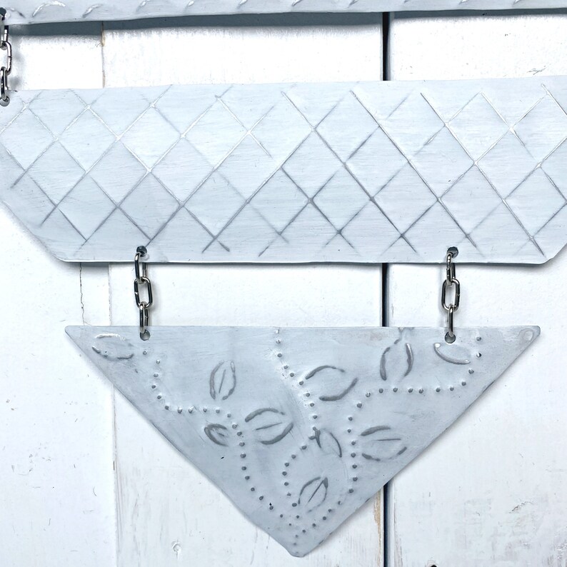 White Metal Heart Wall Art Punched Tin Heart Romantic Etsy