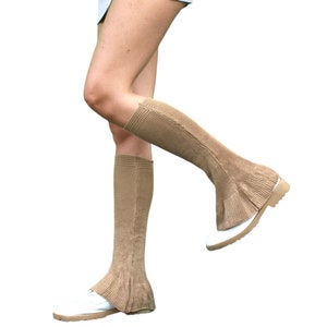Flared Leg Warmers Kawaii Y2K, Harajuku Skater Punk Knee High Socks, Cute Cable Knit Pastel Mall Goth Lolita Kpop Anime Cutecore Stockings