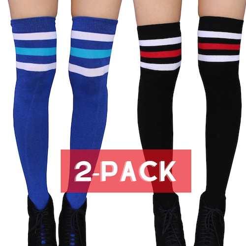 Striped Thigh High Socks Sexy School Girl Costume Athletic Etsy