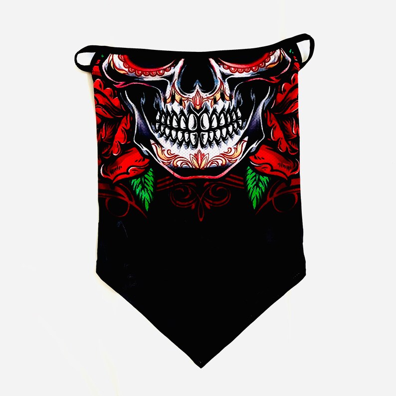 Skull Neck Gaiter With Ear Loops Crossbones Fun Face Mask Etsy
