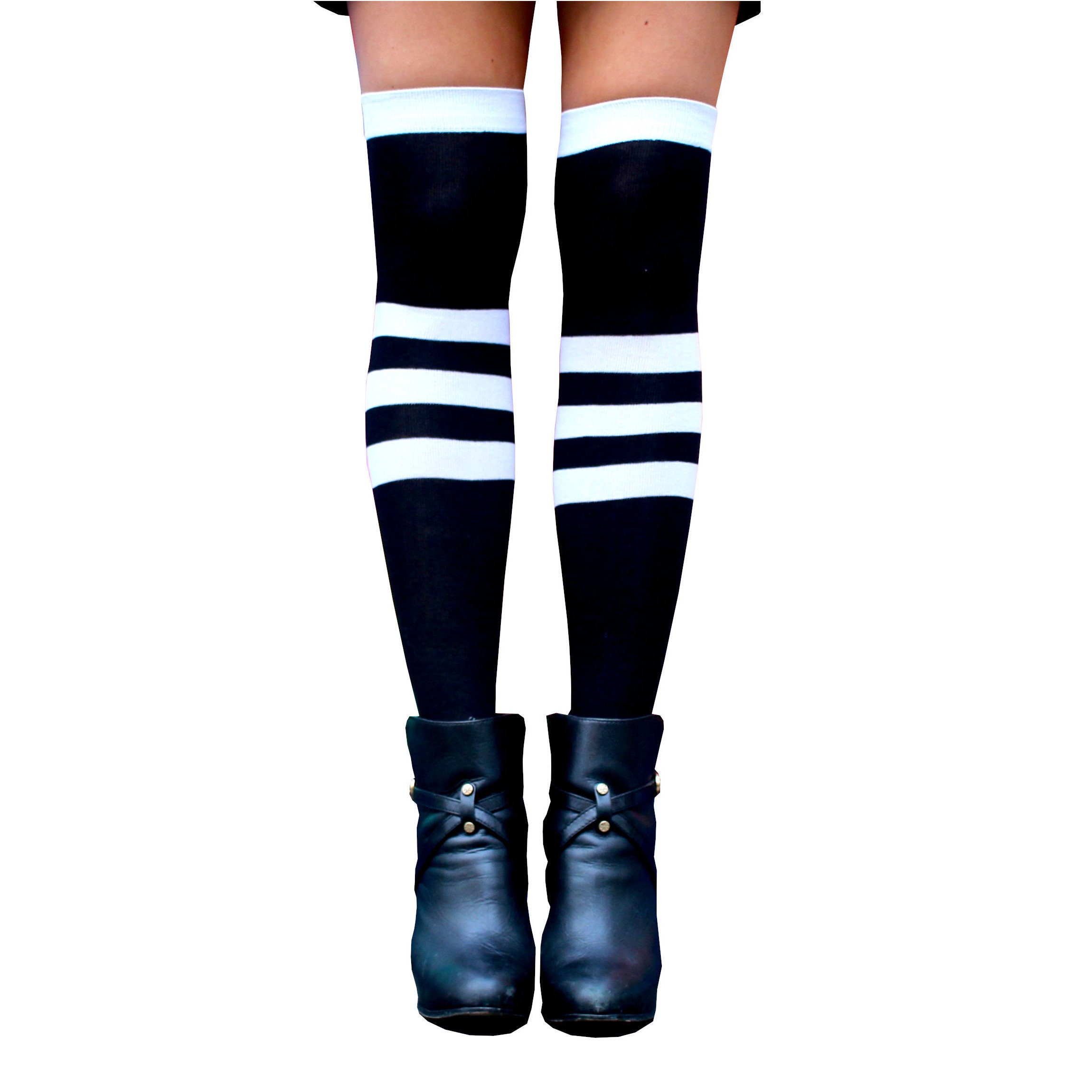 Thigh High Socks Striped Mall Goth 