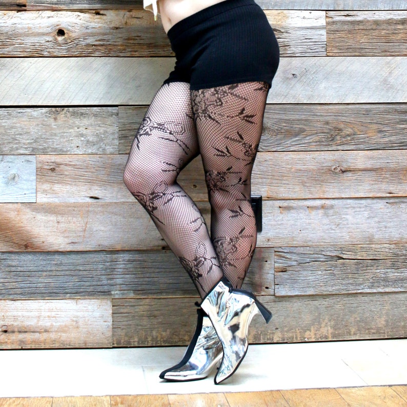 3-Pack Floral Fishnet Tights, Patterned Flower Design, Grunge Fairycore Clothing, All Sizes Plus Pantyhose, Rose Leggings image 5