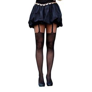 Faux Garter Fishnet Tights: Goth Over-The-Knee Stockings