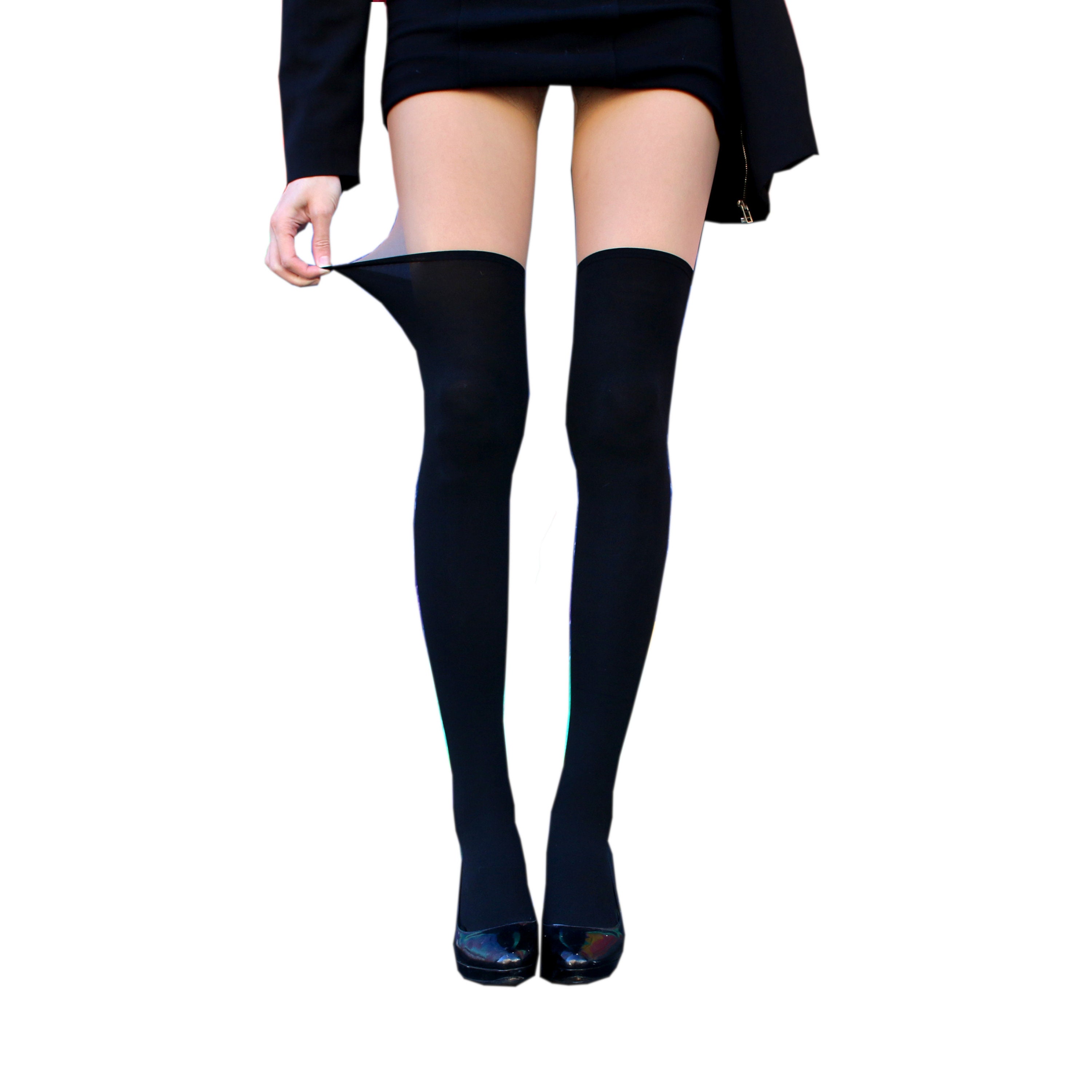 Collant Femme Chaussette De Noël Très Mince Sexy Collant Panty Noir Argent  En Vente