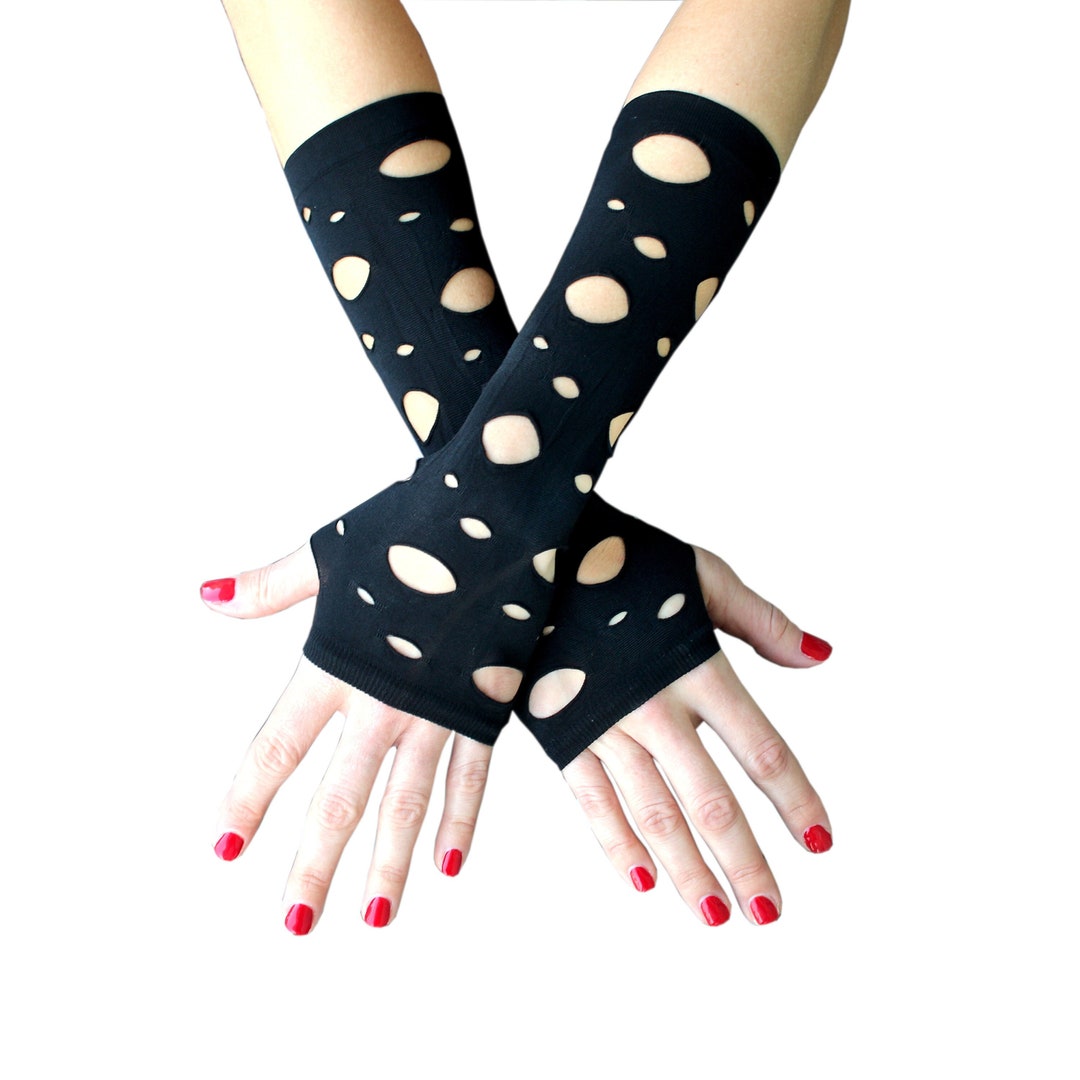 Goth Arm Warmers Fingerless Gloves Y2K Punk Emo Grunge Etsy