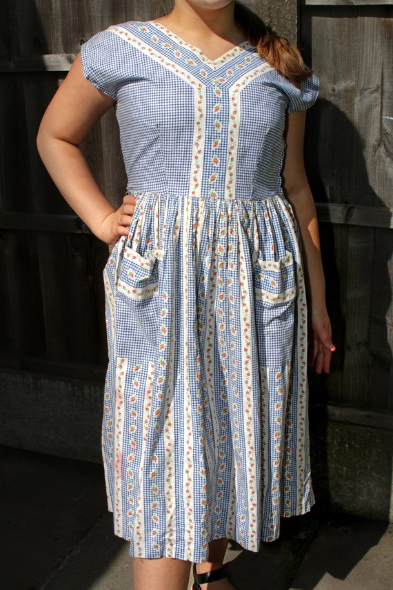 1950's gingham floral dress