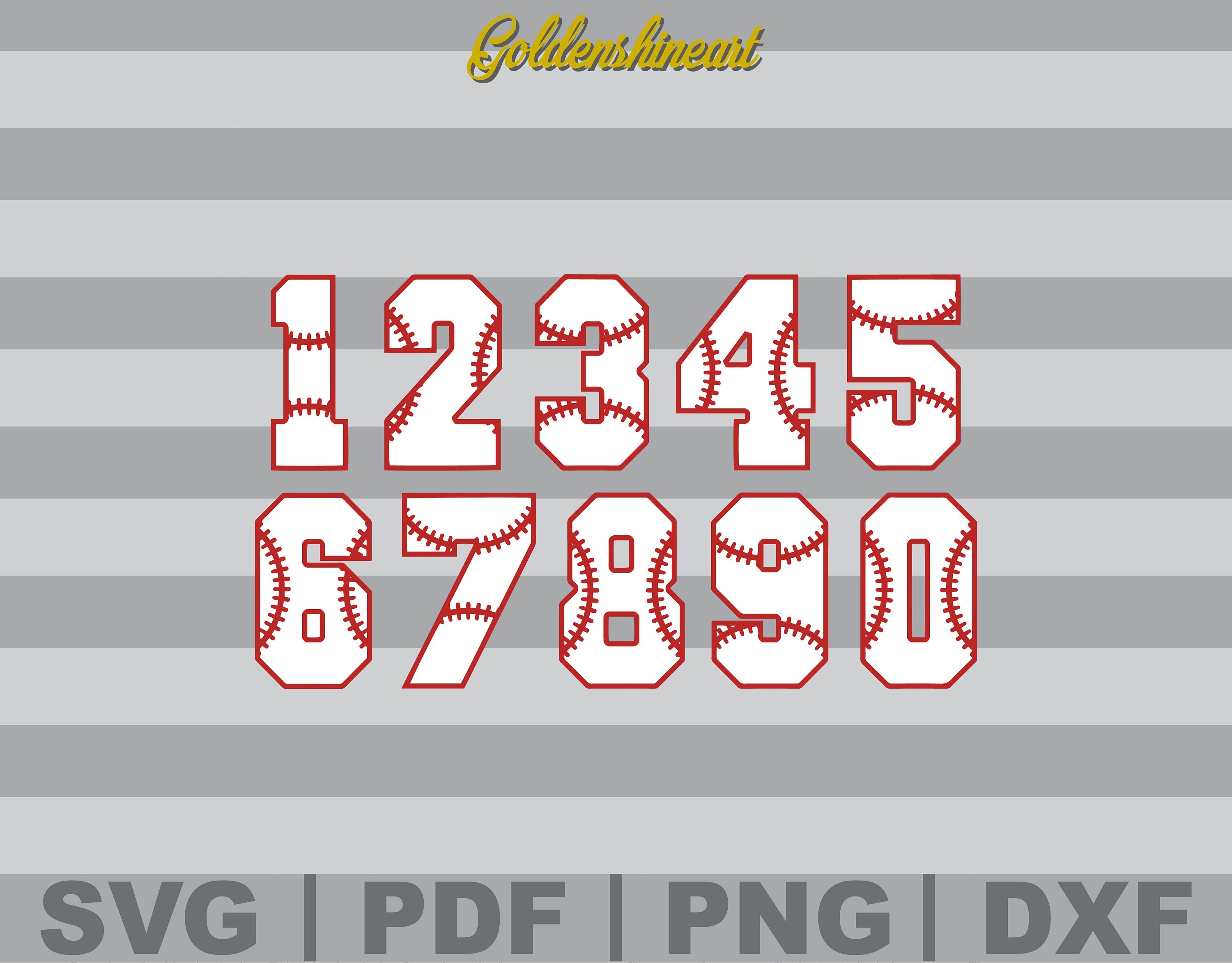 Baseball numbers Svg svg Pdf Png Pdf Svg Etsy