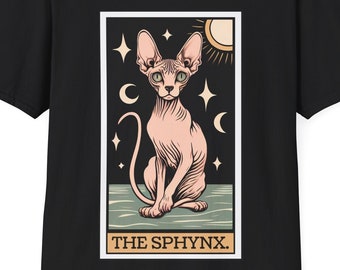 Sphynx Cat Tarot Card Shirt for Hairless Cat Owners, Gifts for Sphynx Cat Mom, Gift Ideas for Sphynx Cat Dad, Canadian Sphynx Tarot T-Shirt