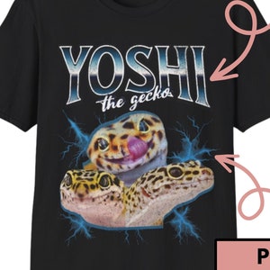 Personalized Bootleg Vintage 90s Gecko T-shirt, Funny Custom Gecko Pet Photo Graphic Rap Tee, Gecko Gifts, Customized Reptile Bootleg Shirt