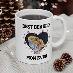Customized Bearded Dragon Mom Coffee Mug Gift for Reptile Owner, Personalized Beardie Mom Photo Cup, Best Beardie Mom Ever Teacup