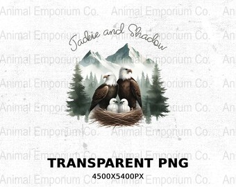 Jackie and Shadow PNG Sublimation Design, Bald Eagles Digital Download PNG, Watercolor Minimalist Jackie and Shadow Transparent Clipart