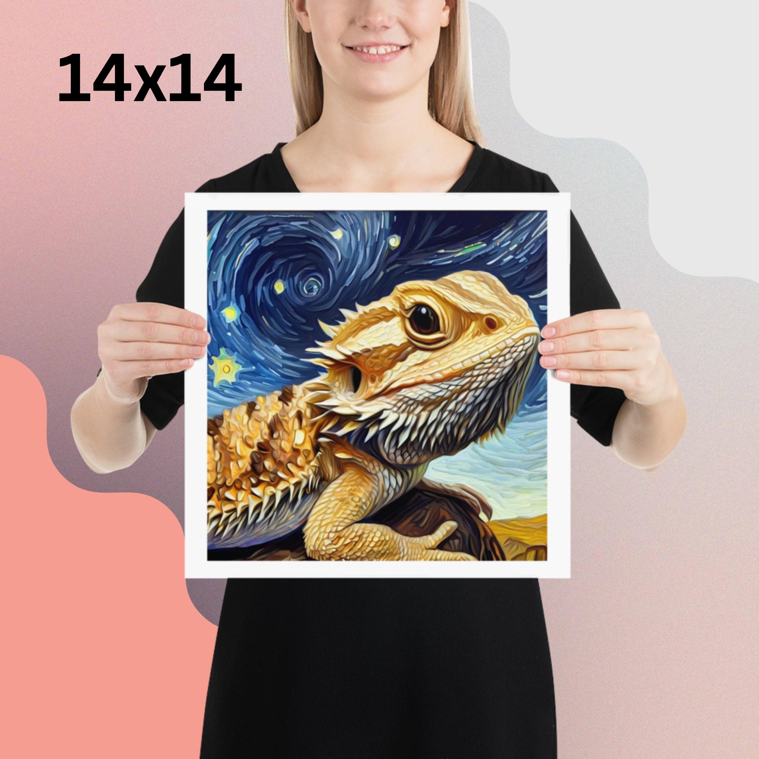 Bearded Dragon Starry Night Digital Painting, Bearded Dragon Art Poster ...