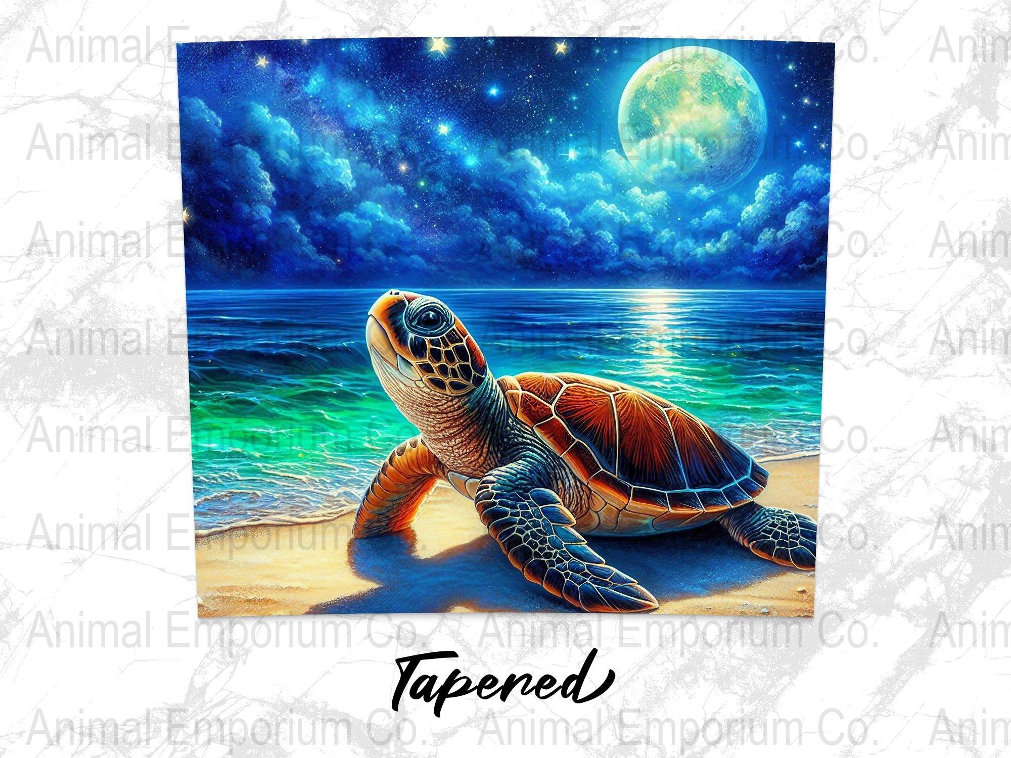 Sea Turtle in the Moonlight Tumbler PNG Wrap, Marine Life Digital ...