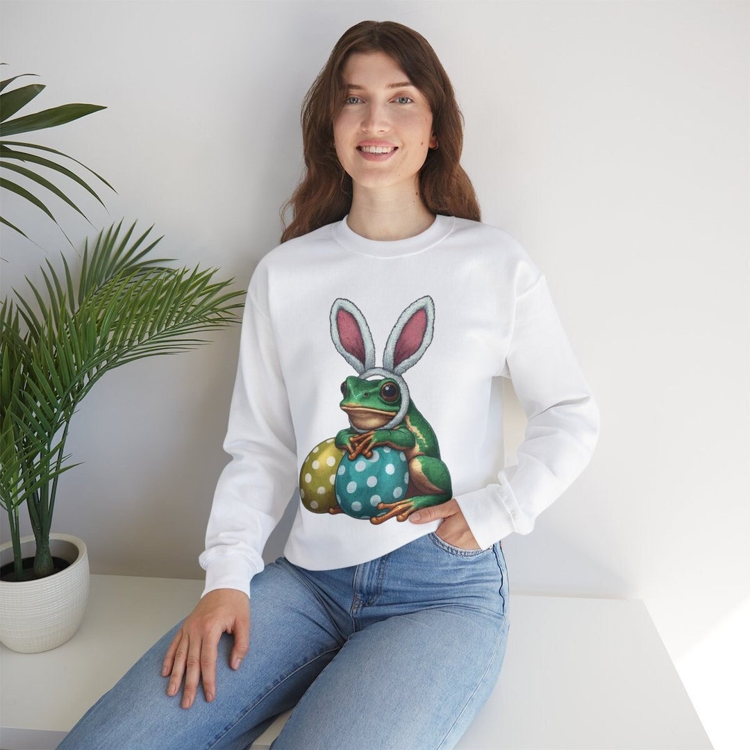 Frog With Easter Bunny Ears Sweatshirt for Frog Lovers, Cute Frog ...