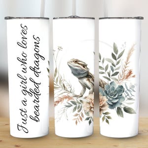 Just a Girl Who Loves Bearded Dragons 20OZ Tumbler PNG Wrap, Bearded Dragon Watercolor Modern Boho Tapered Sublimation Digital Download