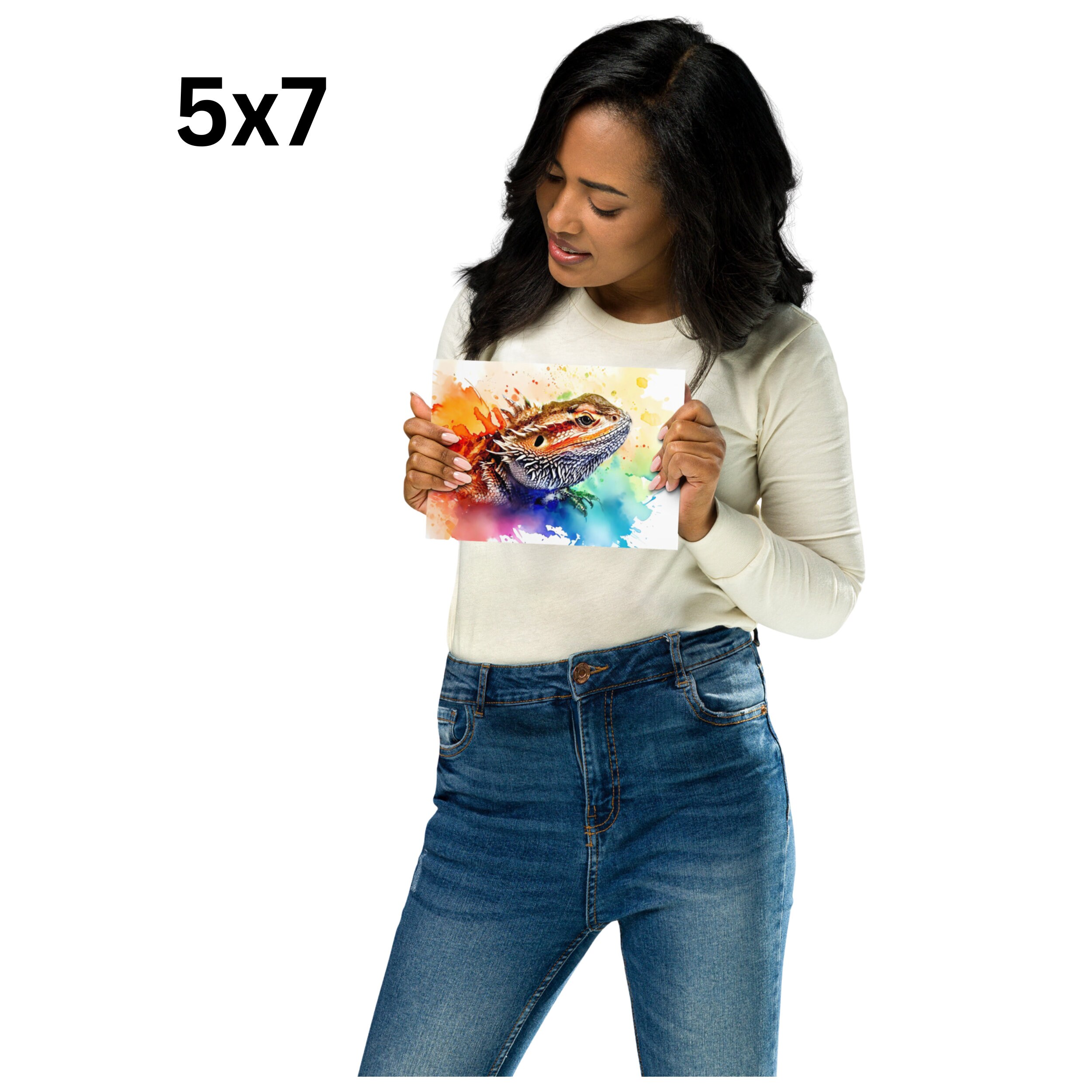 Bearded Dragon Water Color Artwork Poster, Colorful Bearded Dragon Wall