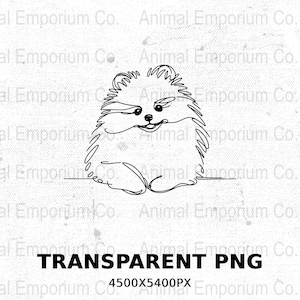 Pomeranian One Line Art Transparent PNG File, Minimalist Pomeranian Sublimation Digital Download, Pomeranian Modern Art Printable