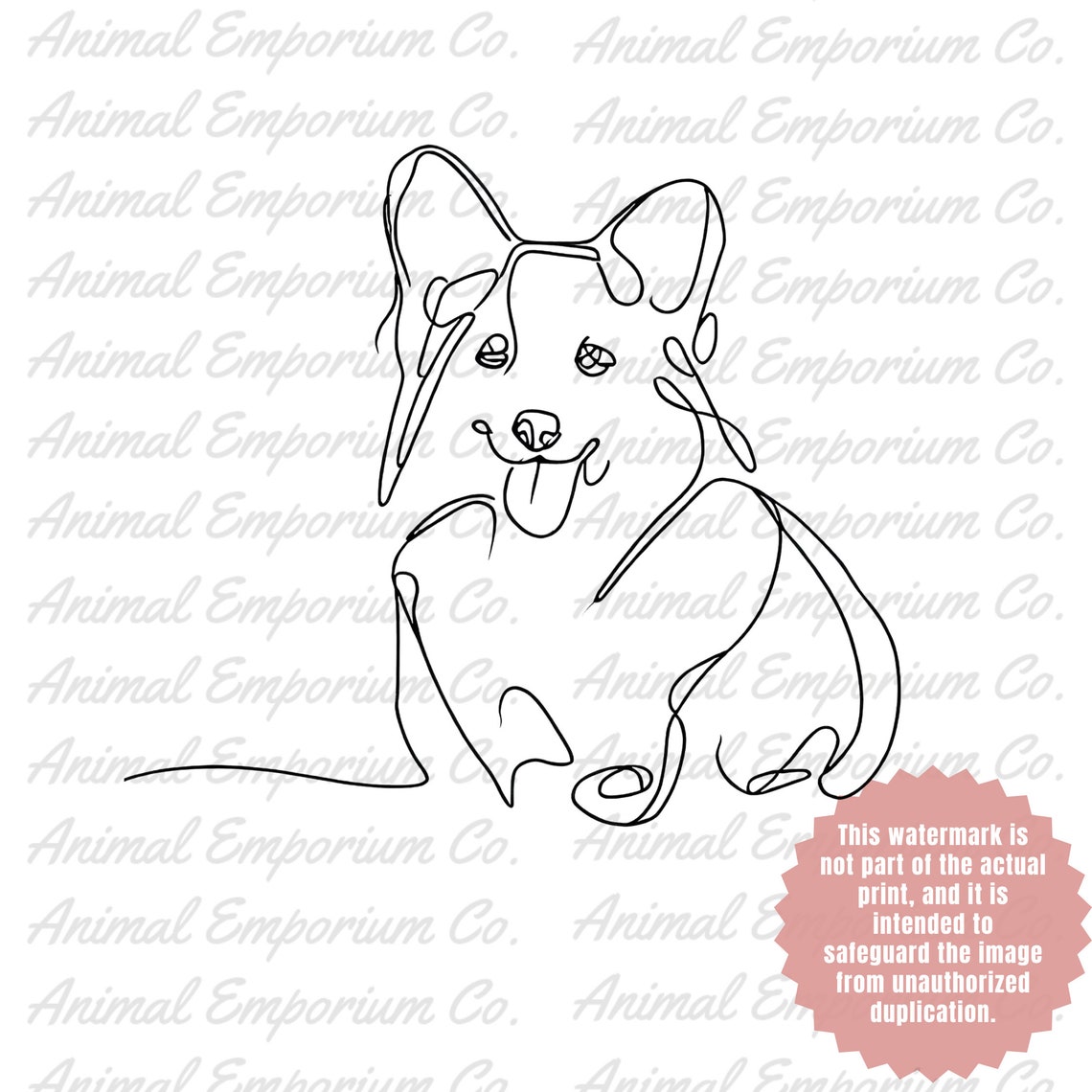 Welsh Corgi One Line Drawing PDF Instant Download, Corgi Minimalist ...