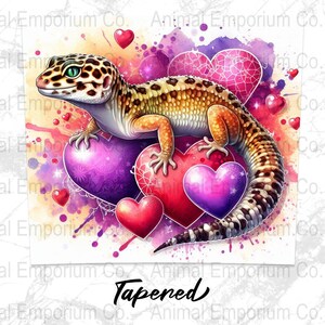 Gecko Valentine's Day PNG 20oz Skinny Tumbler Wrap, Gecko and Hearts Sublimation Digital Download, Straight Reptile Valentine's Day Wrap image 4