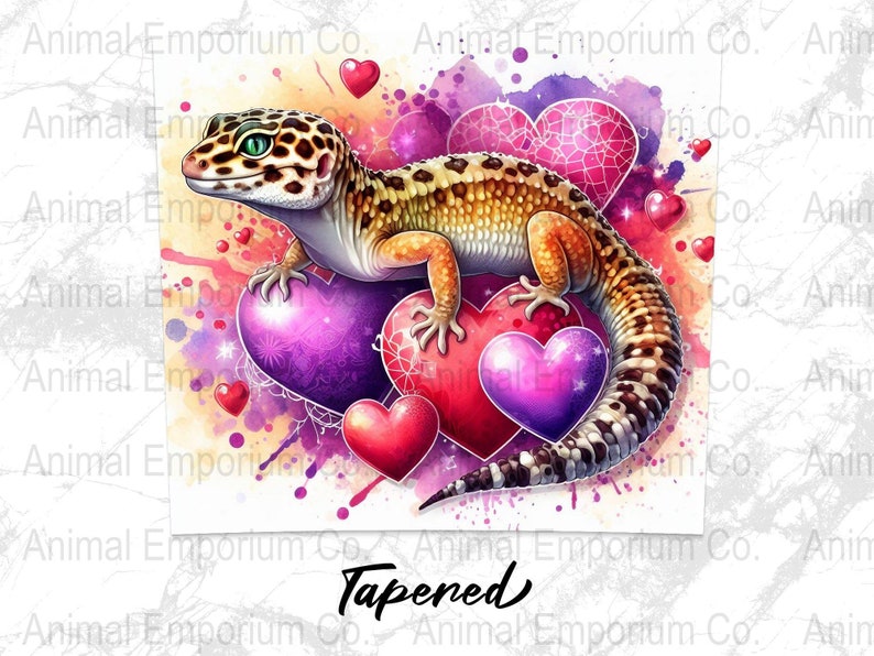 Gecko Valentine's Day PNG 20oz Skinny Tumbler Wrap, Gecko and Hearts Sublimation Digital Download, Straight Reptile Valentine's Day Wrap image 4