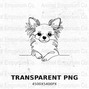 Chihuahua One Line Art Transparent PNG File, Minimalist Long Haired Chihuahua Sublimation Digital Download, Chihuahua Modern Art Printable