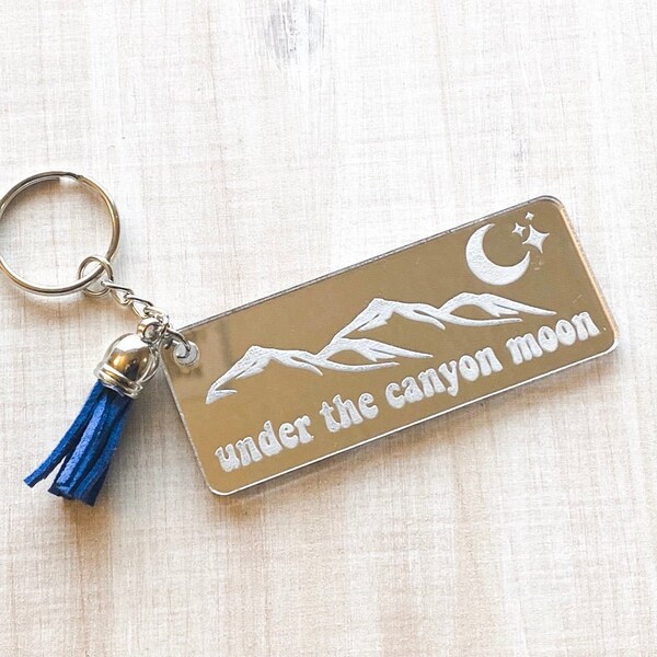 Under The Canyon Moon Keychain, retro font, accessories, TPWK