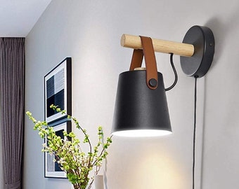 Plug in Wall Sconce Wood Wall Lamp Night Light Plug in Plug in Wall Sconce