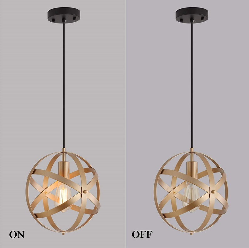 Globe Pendant Light Fixture Rustic Cage Hanging Light Fixture Etsy