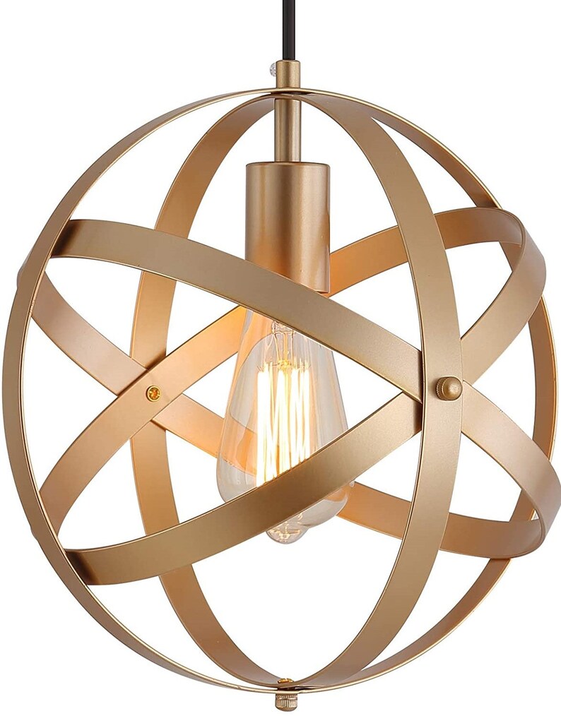 Globe Pendant Light Fixture Rustic Cage Hanging Light Fixture Etsy
