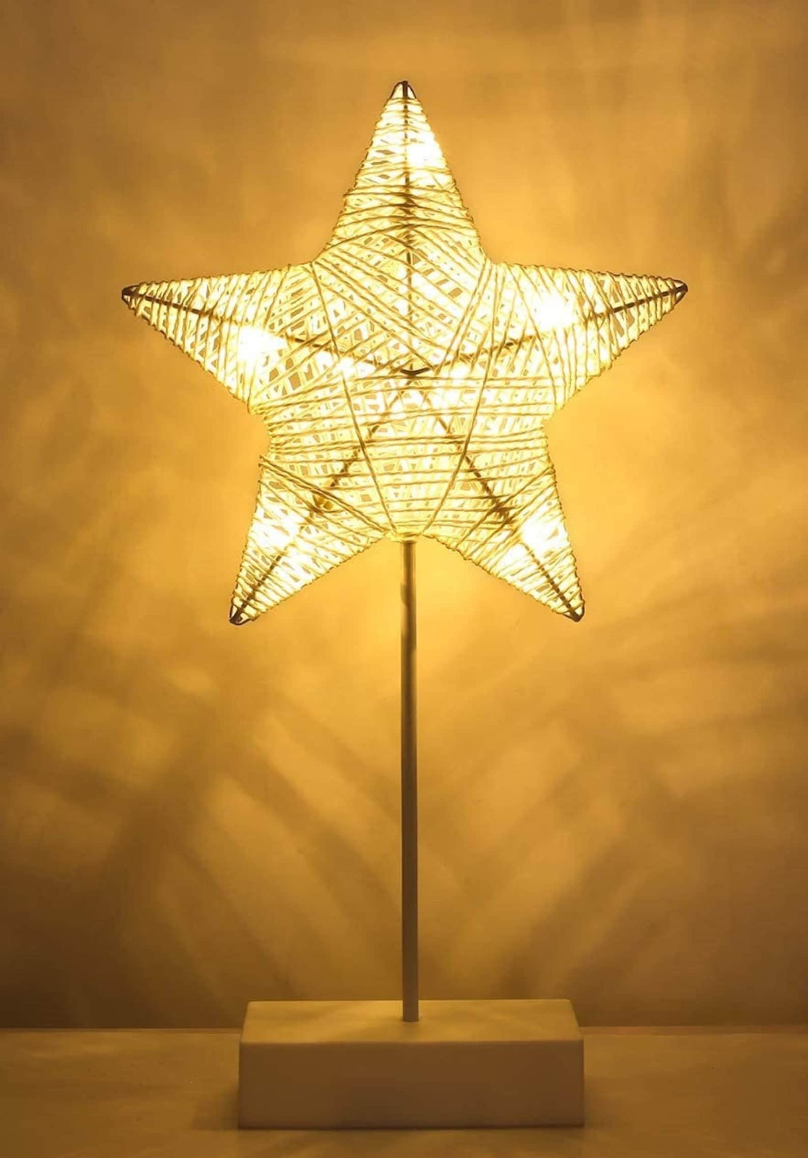 Star Shaped Table Lamp Battery Powered Bedside LED Christmas Etsy