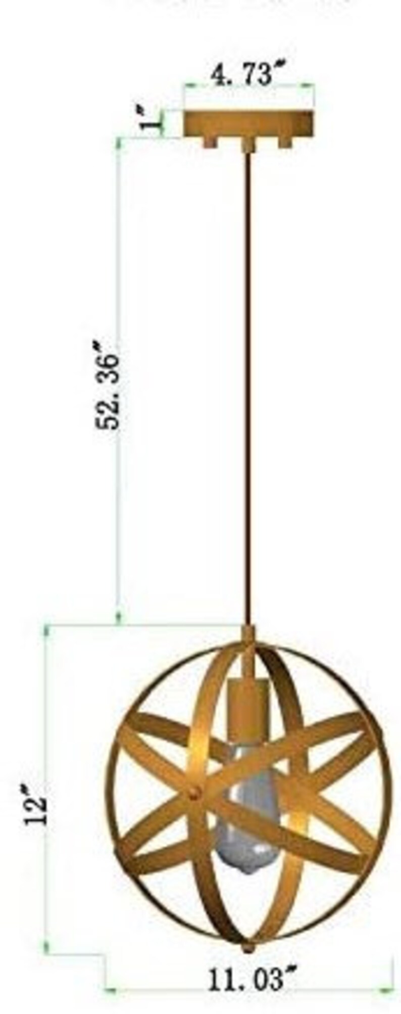 Globe Pendant Light Fixture Rustic Cage Hanging Light Fixture Etsy