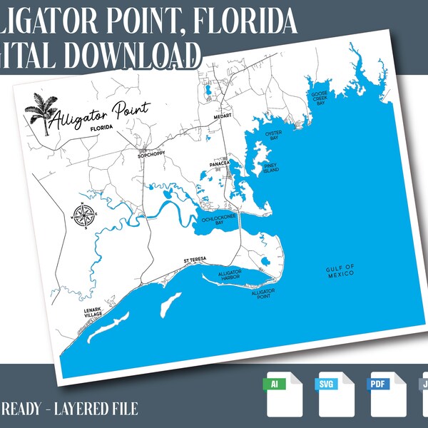 Map of Alligator Point Etsy - Il 600x600.5042868590 7izy